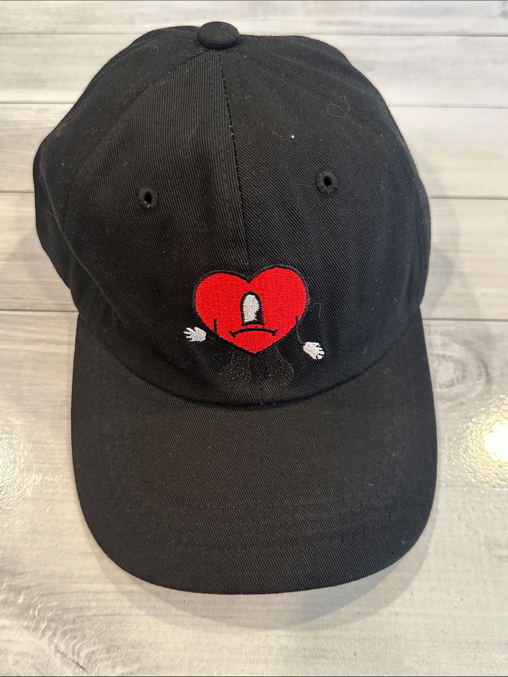 Bad Bunny Black Baseball Cap with Red Heart • Adjustable NEW!